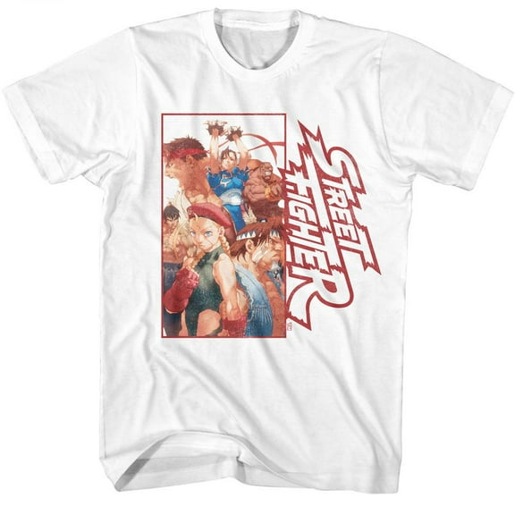 Street Fighter Multi Character Rectangle White Adult T-Shirt 5Xl