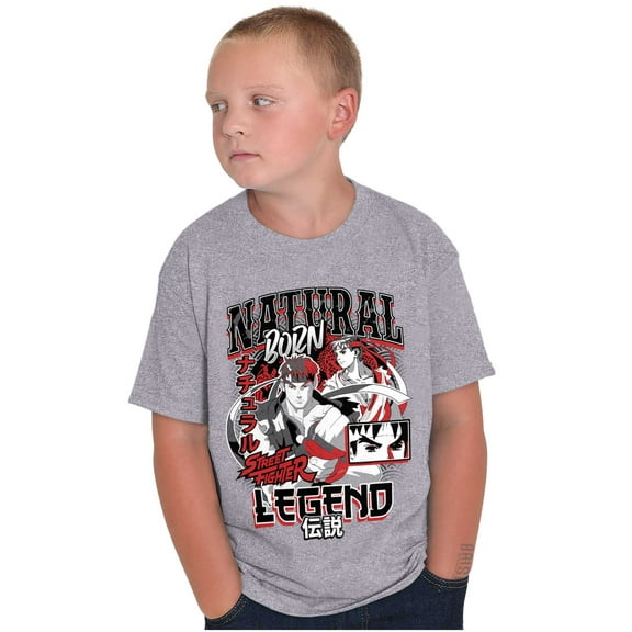 Street Fighter Natural Born Legend Crewneck T Shirts Boy Girl Teen Brisco Brands S