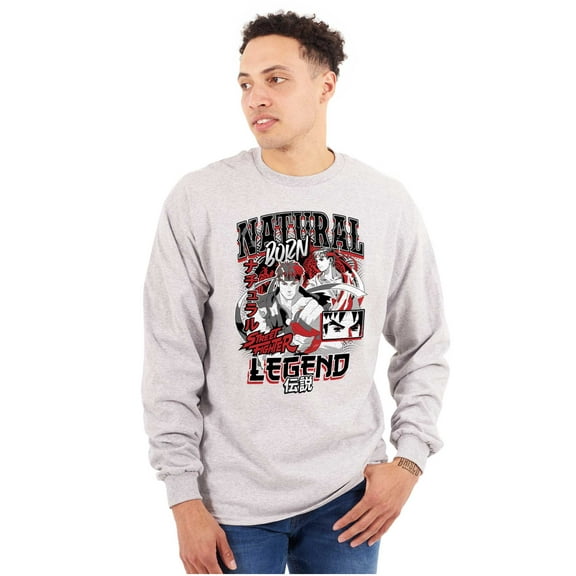 Street Fighter Natural Born Legend Unisex Plus Size Long Sleeve Shirt Brisco Brands 3X