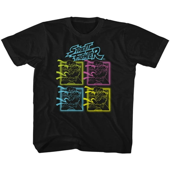 Street Fighter Neon Hadoken Black Youth T-Shirt