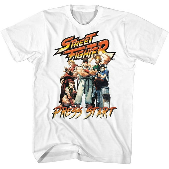 Street Fighter Press Start White Adult T-Shirt