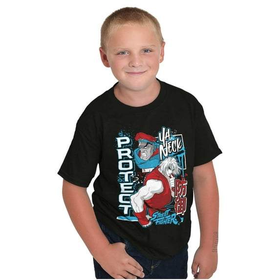 Street Fighter Protect Ya Neck Crewneck T Shirts Boy Girl Teen Brisco Brands XS