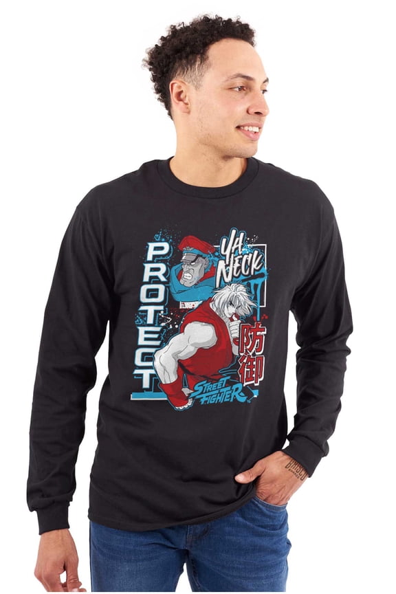 Street Fighter Protect Ya Neck Long Sleeve TShirt Men Women Brisco Brands S
