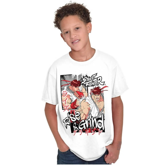 Street Fighter Rise and Grind Ryu Boys Kids T Shirt Tees Tops Teen Brisco Brands S