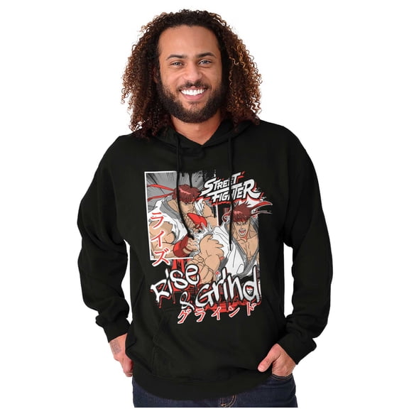 Street Fighter Rise and Grind Ryu Hoodie Hooded Sweatshirt Men Brisco Brands X