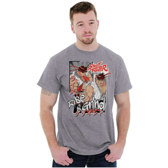Street Fighter Rise and Grind Ryu Men's Big & Tall Crewneck Graphic Tee Brisco Brands 5X