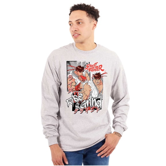 Street Fighter Rise and Grind Ryu Men Big & Tall Long Sleeve Tee Brisco Brands 3X