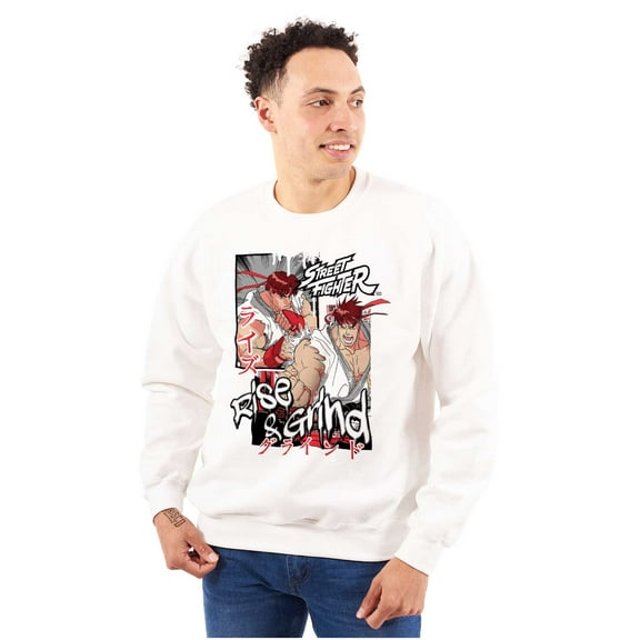 Street Fighter Rise and Grind Ryu Men's Crewneck Sweatshirt Brisco Brands S