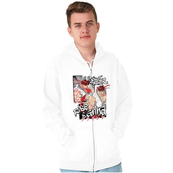 Street Fighter Rise and Grind Ryu Zip Hoodie Sweatshirt Men Brisco Brands S
