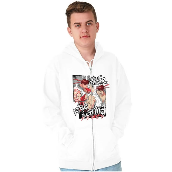 Street Fighter Rise and Grind Ryu Zip Hoodie Sweatshirt Men Brisco Brands S