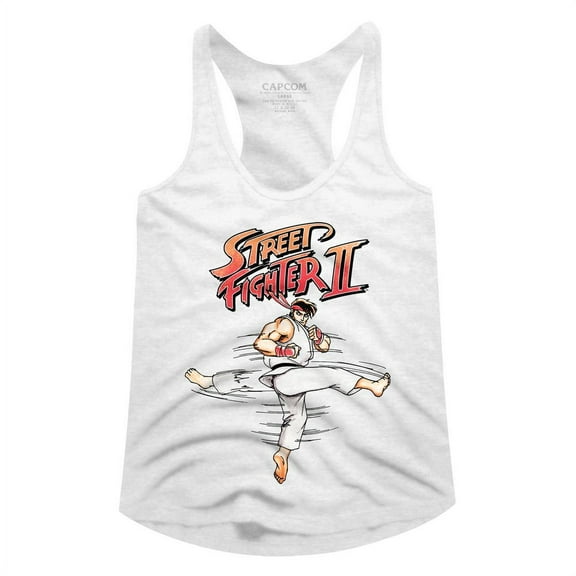 Street Fighter Roundhouse White Women's Racerback Tank Top