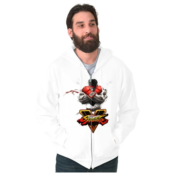 Street Fighter Ryu 90s Video Gamer Zip Up Hoodie Men's Women's Brisco Brands S