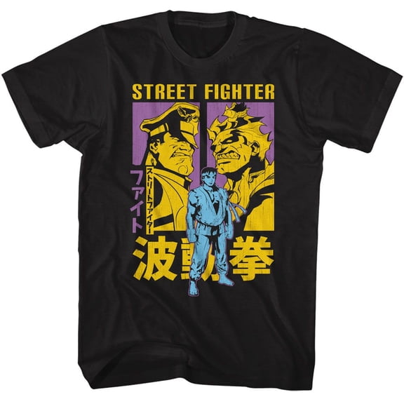 Street Fighter Ryu Akuma And M Bison Black Adult T-Shirt M