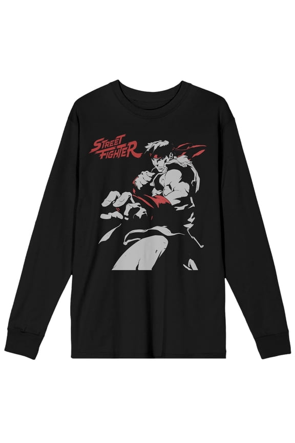 Street Fighter Ryu Character Men's Black Long Sleeve Tee-S