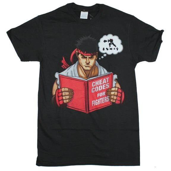 Street Fighter Mens T-Shirt - Ryu Studies Codes for Fighters Image (Small)