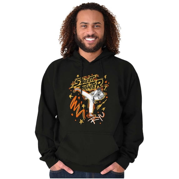 Street Fighter Ryu Graffiti Marker Graphic Pullover Hoodie Brisco Brands S