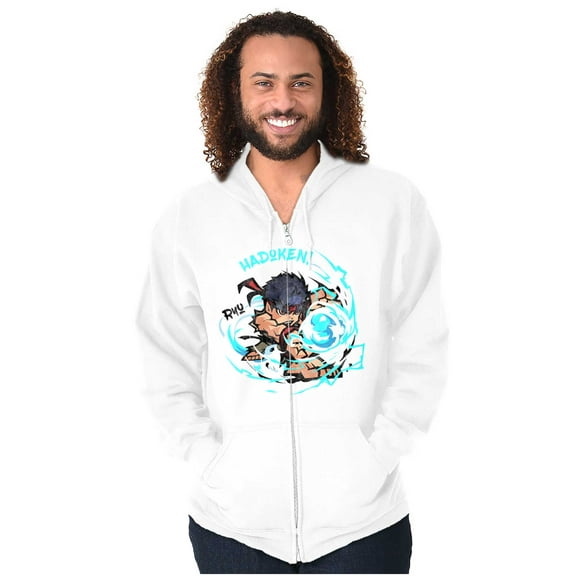 Street Fighter Ryu Hadoken 90s Gamer Zip Up Hoodie Men's Women's Brisco Brands M
