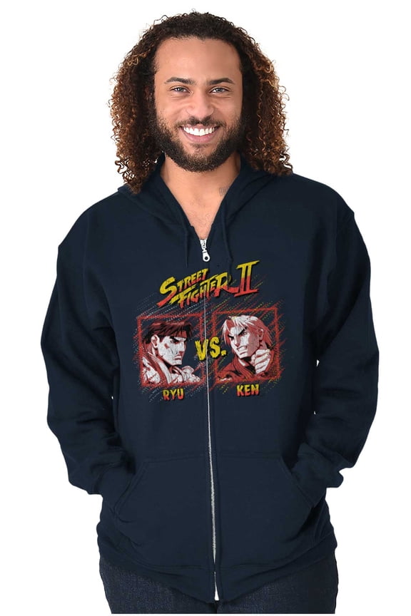 Ryu Ken 90s Gamer Unisex Plus Size Zip Hoodie Brisco Brands 4X