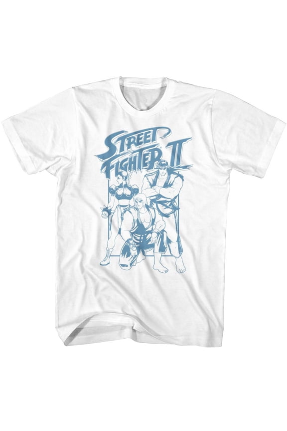 Street Fighter Ryu Ken And Chun Li Box White Adult T-Shirt S