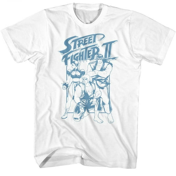 Street Fighter Ryu Ken And Chun Li Box White Adult T-Shirt Xl