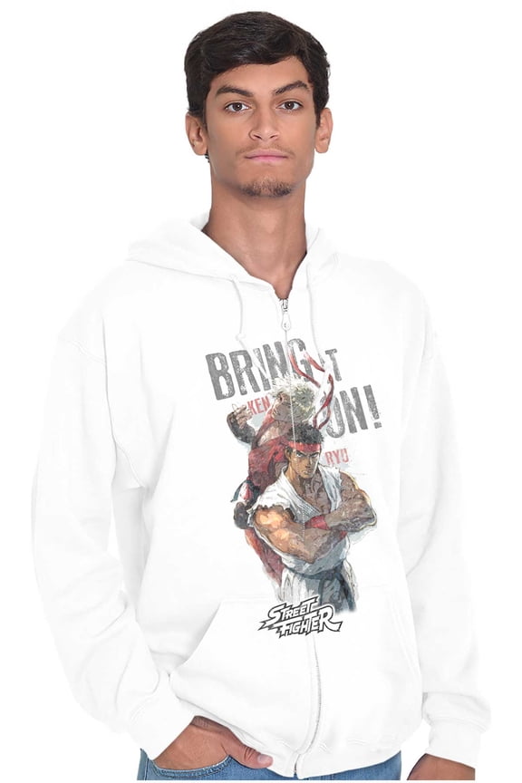 Street Fighter Ryu Ken Bring It On Zip Up Hoodie Men's Women's Brisco Brands M