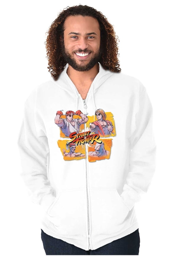 Ryu Ken Sagat Adon Unisex Fleece Graphic Zip Up Hoodie Brisco Brands 5X