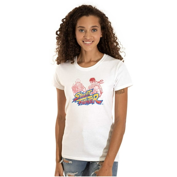 Street Fighter Ryu Luke 90s Gamer Women's T Shirt Ladies Tee Brisco Brands S