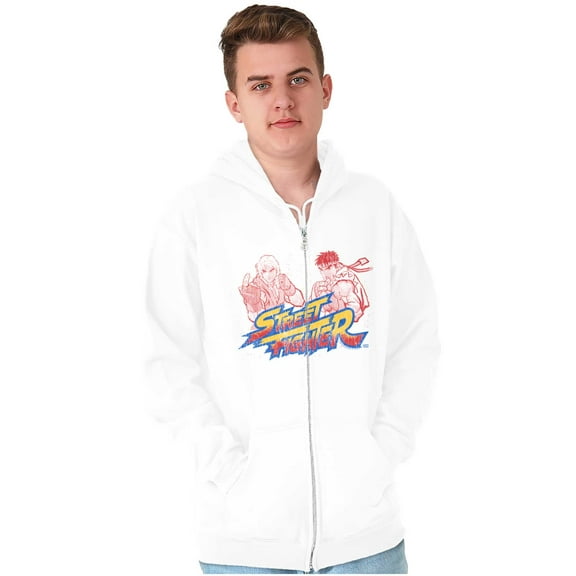 Street Fighter Ryu Luke 90s Gamer Zip Up Hoodie Men's Women's Brisco Brands M