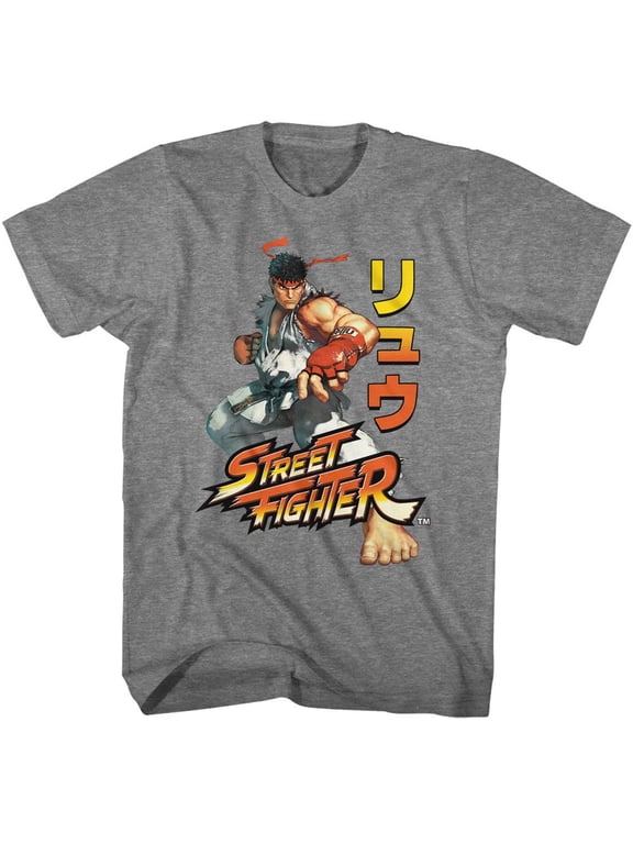 Street Fighter Ryu Pose Street Fighter 5 Graphite Heather Adult T-Shirt