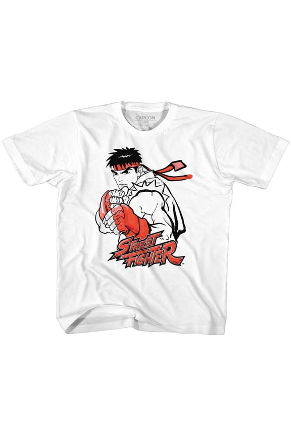 Street Fighter Ryu Red White Youth T-Shirt