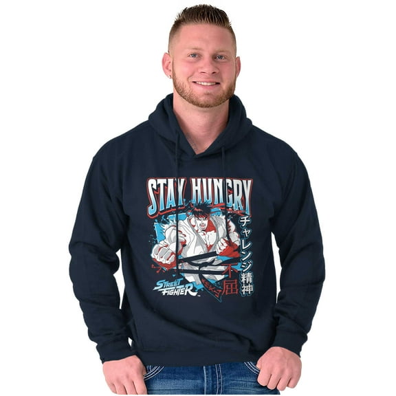 Street Fighter Ryu Stay Hungry Hoodie Hooded Sweatshirt Men Brisco Brands S