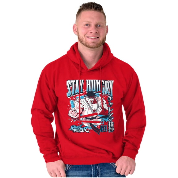 Street Fighter Ryu Stay Hungry Hoodie Hooded Sweatshirt Men Brisco Brands S