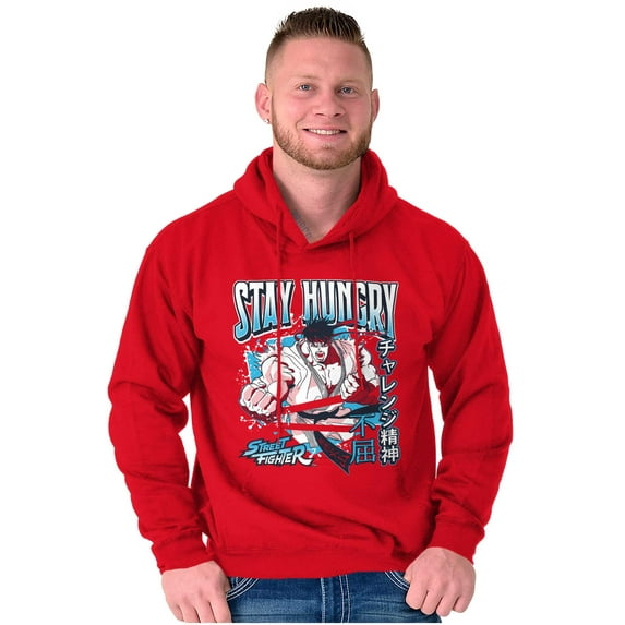 Street Fighter Ryu Stay Hungry Men Big & Tall Graphic Hoodie Brisco Brands 5X