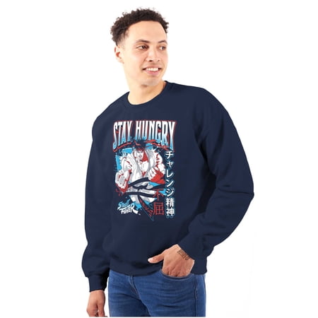 Street Fighter Ryu Stay Hungry Men's Crewneck Sweatshirt Brisco Brands S