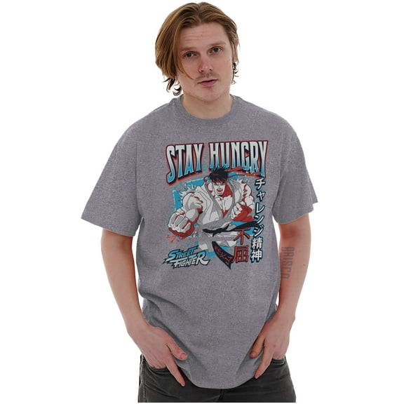 Street Fighter Ryu Stay Hungry Men's Graphic T Shirt Tees Brisco Brands S
