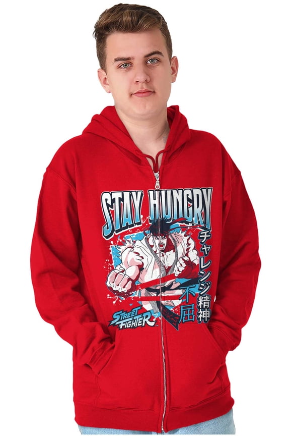 Street Fighter Ryu Stay Hungry Zip Hoodie Sweatshirt Men Brisco Brands L