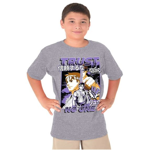 Street Fighter Ryu Trust No One Crewneck T Shirts Boy Girl Teen Brisco Brands S
