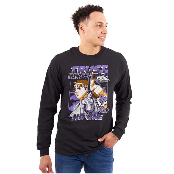 Street Fighter Ryu Trust No One Unisex Plus Size Long Sleeve Tee Shirt Brisco Brands 2X
