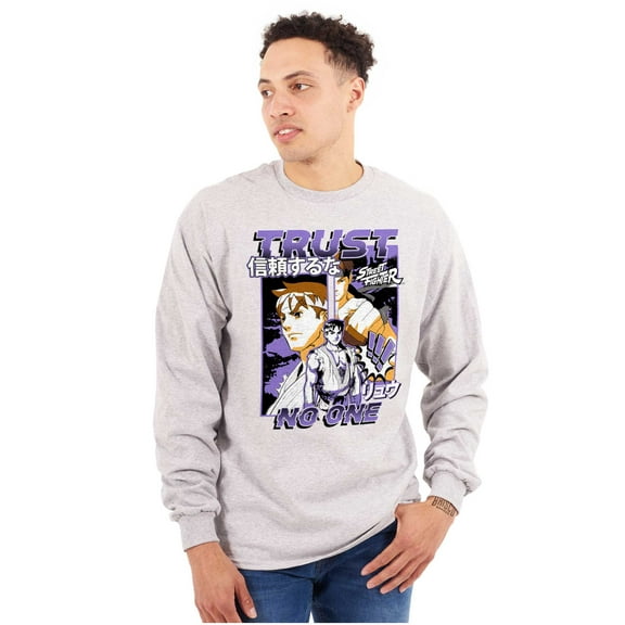 Street Fighter Ryu Trust No One Unisex Plus Size Long Sleeve Tee Shirt Brisco Brands 3X