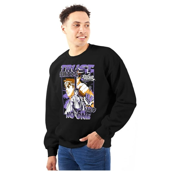 Street Fighter Ryu Trust No One Unisex Plus Fleece Graphic Sweatshirt Brisco Brands 3X
