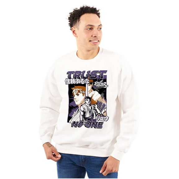 Street Fighter Ryu Trust No One Unisex Plus Fleece Graphic Sweatshirt Brisco Brands 3X