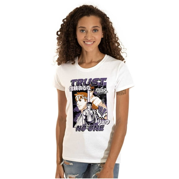 Street Fighter Ryu Trust No One Women's T Shirt Ladies Tee Brisco Brands L