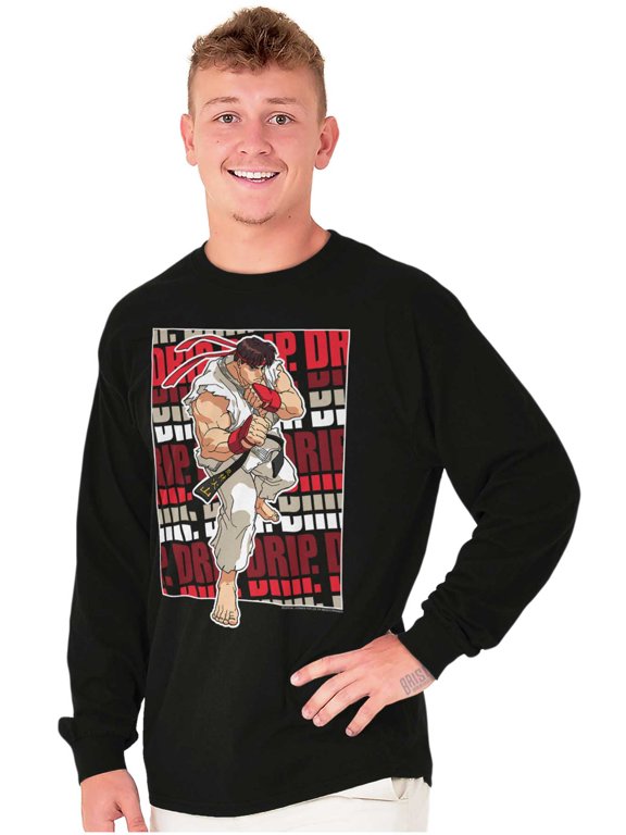 Street Fighter Ryu Video Game Drip Long Sleeve TShirt Men Women Brisco Brands S