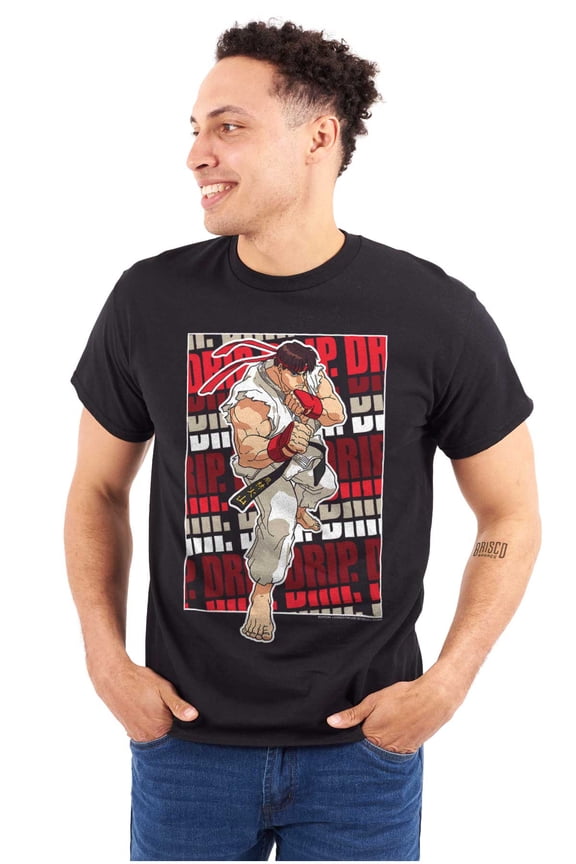 Street Fighter Ryu Video Game Drip Men's Graphic T Shirt Tees Brisco Brands X