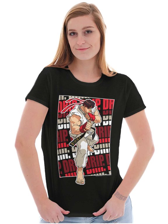 Ryu Video Game Drip Womens Slim Fit Graphic Tee Brisco Brands X