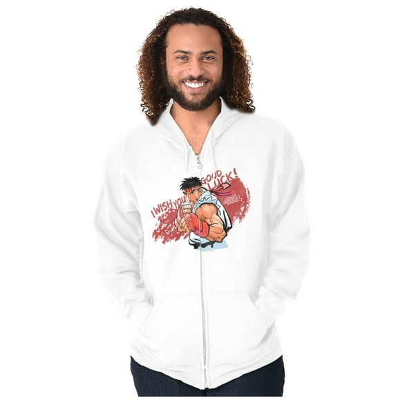 Street Fighter Ryu Vintage Gamer Unisex Plus Size Zip Hoodie Brisco Brands 2X