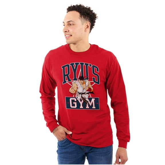 Street Fighter Ryu's Gym Workout Men Big & Tall Long Sleeve Tee Brisco Brands 3X
