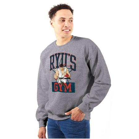 Street Fighter Ryu's Gym Workout Men's Crewneck Sweatshirt Brisco Brands S