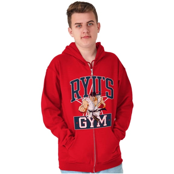 Street Fighter Ryu's Gym Workout Zip Hoodie Sweatshirt Men Brisco Brands L