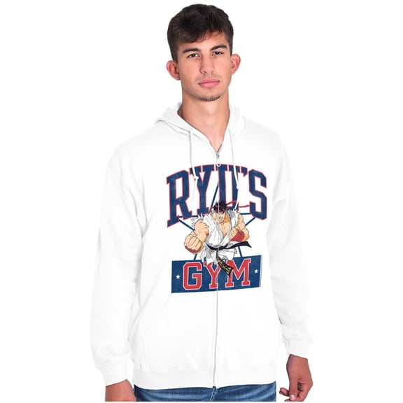 Street Fighter Ryu's Gym Workout Zip Hoodie Sweatshirt Men Brisco Brands S